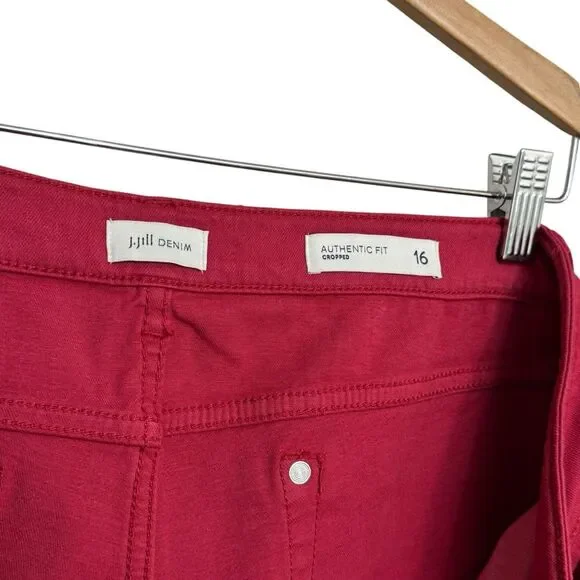 J Jill Womens Authentic Fit Cropped Jeans Size 16 Pink Stretch Denim Pants - Picture 3 of 6